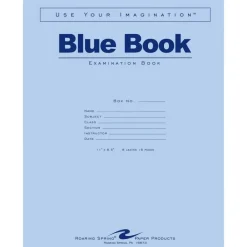 Roaring Spring Blue Book Wide-Ruled Examination Books, 8 1/2" x 11", Pack Of 50