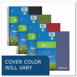 Roaring Spring Earthtones BioBased Paper Notebook, 3-Subject, College Rule, Randomly Assorted Cover Colors, (120) 11 x 9 Sheets, 24/Carton