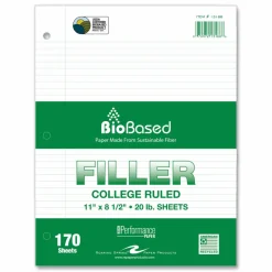 Roaring Spring Filler Paper, 3-Hole, 8.5 x 11, College Rule, 170 Sheets/Pack, 12 Packs/Carton