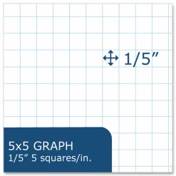 Roaring Spring Graph Filler Paper, 3-Hole, Quadrille: 5 sq in, (100) 8.5 x 5.5 Sheets, 48/Carton