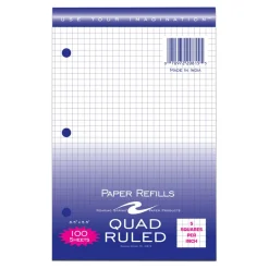 Roaring Spring Graph Filler Paper, 3-Hole, Quadrille: 5 sq in, (100) 8.5 x 5.5 Sheets, 48/Carton