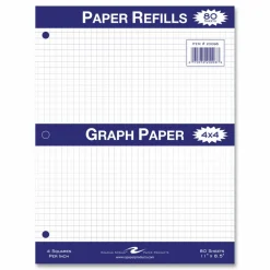 Roaring Spring Graph Filler Paper, 3-Hole, 8.5 x 11, Quadrille: 4 sq/in, 80 Sheets/Pack, 24 Packs/Carton