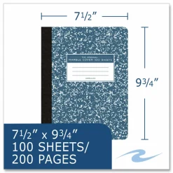 Roaring Spring Hardcover Marble Composition Book, Unruled, Blue Marble Cover, (100) 9.75 x 7.5 Sheets, 24/Carton