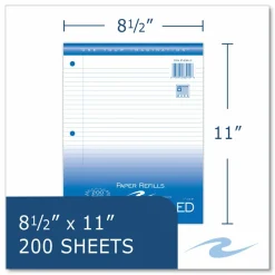 Roaring Spring Loose Leaf Paper, 8.5 x 11, 3-Hole Punched, College Rule, White, 200 Sheets/Pack, 12 Packs/Carton