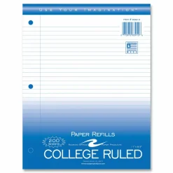 Roaring Spring Loose Leaf Paper, 8.5 x 11, 3-Hole Punched, College Rule, White, 200 Sheets/Pack, 12 Packs/Carton