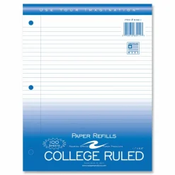 Roaring Spring Loose Leaf Paper, 8.5 x 11, 3-Hole Punched, College Rule, White, 100 Sheets/Pack, 48 Packs/Carton