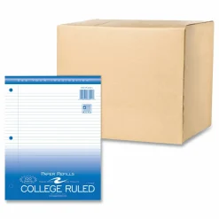 Roaring Spring Loose Leaf Paper, 8.5 x 11, 3-Hole Punched, College Rule, White, 100 Sheets/Pack, 48 Packs/Carton