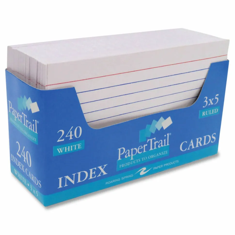 Roaring Spring Trayed Index Cards, Narrow Rule, 3 x 5, 240 Cards/Tray, 36/Carton