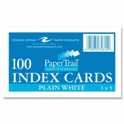 Roaring Spring White Index Cards, 3 x 5, 100 Cards, 36/Carton