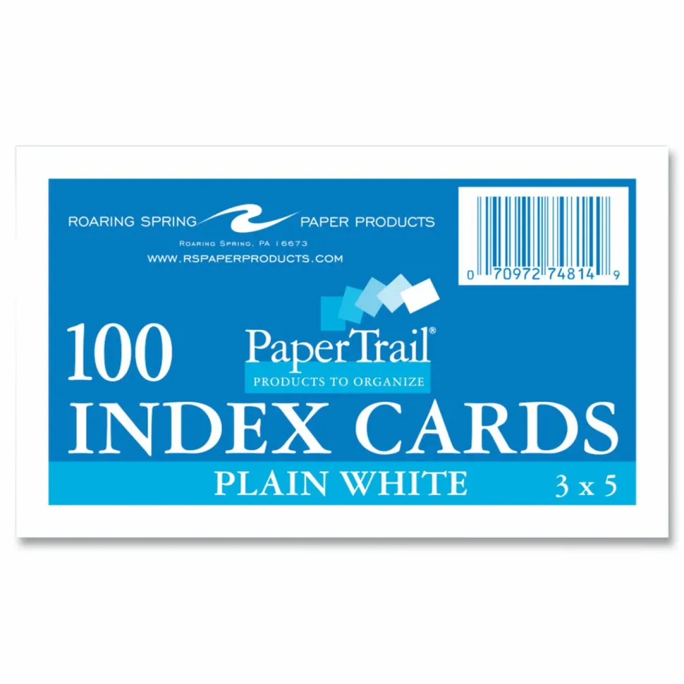 Roaring Spring White Index Cards, 3 x 5, 100 Cards, 36/Carton