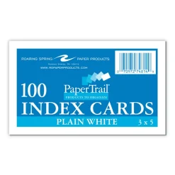 Roaring Spring White Index Cards, 3 x 5, 100 Cards, 36/Carton