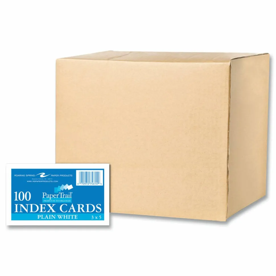 Roaring Spring White Index Cards, 3 x 5, 100 Cards, 36/Carton