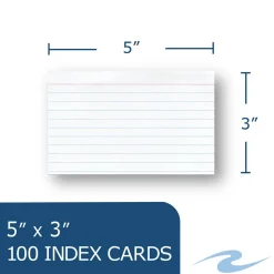 Roaring Spring White Index Cards, Narrow Ruled, 3 x 5, White, 100 Cards/Pack, 36/Carton