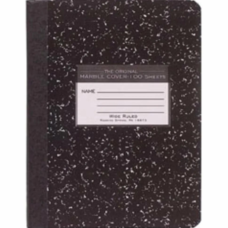 Roaring Spring Composition Book, 7 1/2" x 9 3/4", Wide Ruled, 100 Sheets, Black Marble