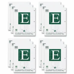 Roaring Spring Engineer Pad, Data Format (1.25" Margin) and Quadrille Rule (5 sq/in, 1 sq/in), (200) Light Green 8.5 x 11 Sheets, 12/Carton