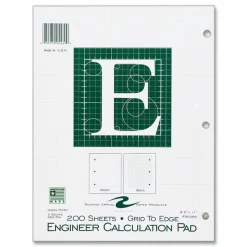 Roaring Spring Engineer Pad, Data Format (1.25" Margin) and Quadrille Rule (5 sq/in, 1 sq/in), (200) Light Green 8.5 x 11 Sheets, 12/Carton
