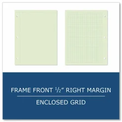 Roaring Spring Engineer Pad, Data Format (0.5" Margin) and Quadrille Rule (5 sq/in, 1 sq/in), (200) Light Green 8.5 x 11 Sheets, 12/Carton