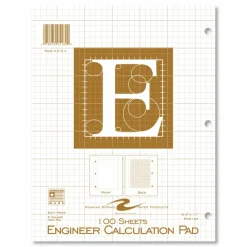 Roaring Spring Engineer Pad, Quadrille Rule (5 sq/in), (100) Buff 8.5 x 11 Sheets, 24/Carton
