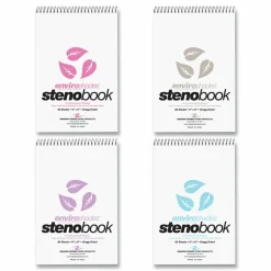 Roaring Spring EnviroShades Steno Pad, White Cover, Gregg Rule, (80) Assorted Color 6 x 9 Sheets, 24/Carton