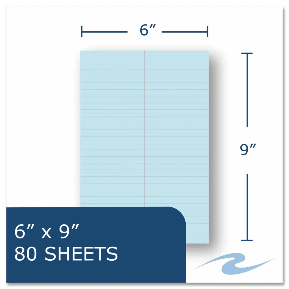Roaring Spring EnviroShades Steno Notepad, White Cover, Gregg Rule, (80) Blue 6 x 9 Sheets, 4/Pack