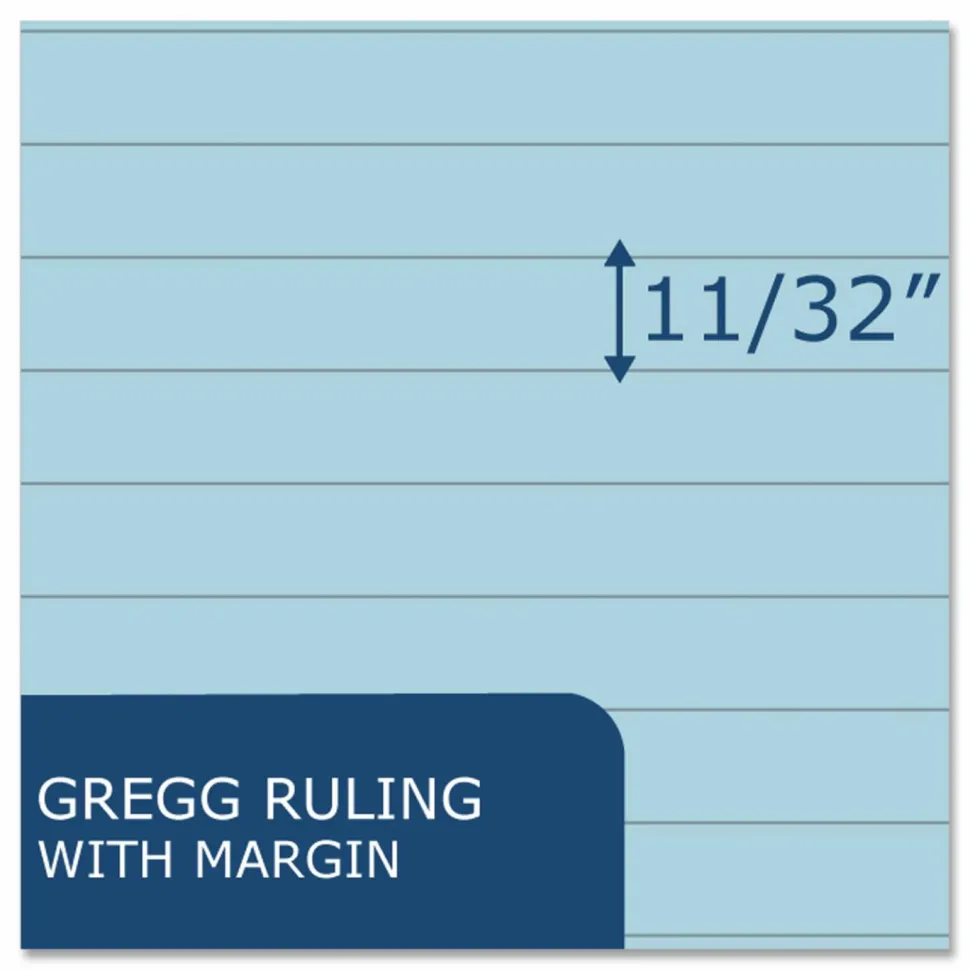 Roaring Spring EnviroShades Steno Notepad, White Cover, Gregg Rule, (80) Blue 6 x 9 Sheets, 4/Pack