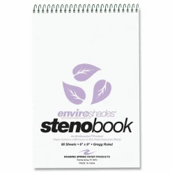 Roaring Spring EnviroShades Steno Pad, White Cover, Gregg Rule, (80) Orchid 6 x 9 Sheets, 24/Carton