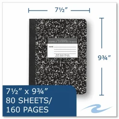 Roaring Spring Hardcover Marble Composition Book, Quadrille Rule (5 sq/in), Black Marble Cover, (80) 9.75 x 7.5 Sheets, 48/Carton