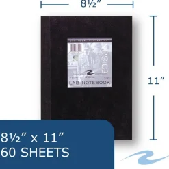 Roaring Spring Lab and Science Black Notebook, Quadrille Rule (5 sq/in), Black Cover, (60) 11 x 8.5 Sheets, 24/Carton
