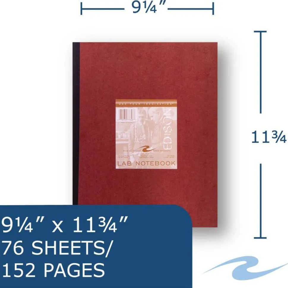 Roaring Spring Lab and Science Numbered Notebook, Quadrille Rule (4 sq/in), Red Cover, (76) 11.75 x 9.25 Sheets, 24/Carton