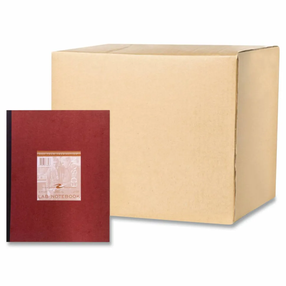 Roaring Spring Lab and Science Numbered Notebook, Quadrille Rule (4 sq/in), Red Cover, (76) 11.75 x 9.25 Sheets, 24/Carton