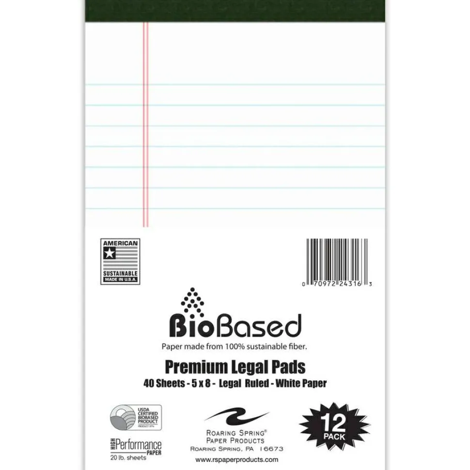 Roaring Spring USDA Certified Bio-Preferred Junior Size Legal Pads