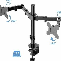 Rocelco RDM2 Desk Mount for LCD Monitor, LED Monitor, Display Stand - Adjustable - 2 Display(s) Supported - RDM2