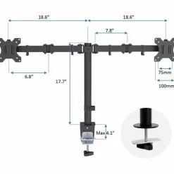 Rocelco RDM2 Desk Mount for LCD Monitor, LED Monitor, Display Stand - Adjustable - 2 Display(s) Supported - RDM2