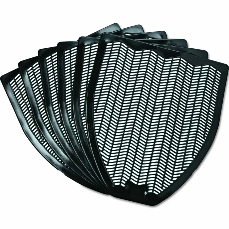 Rochester Midland Sanitary Urinal Floor Mats, Black, Pack Of 6