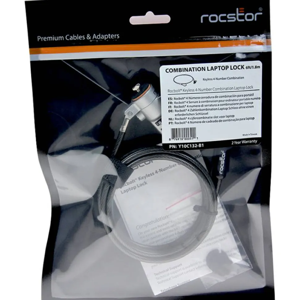 Rocstor Rocbolt Portable Security Cable With Combination Lock