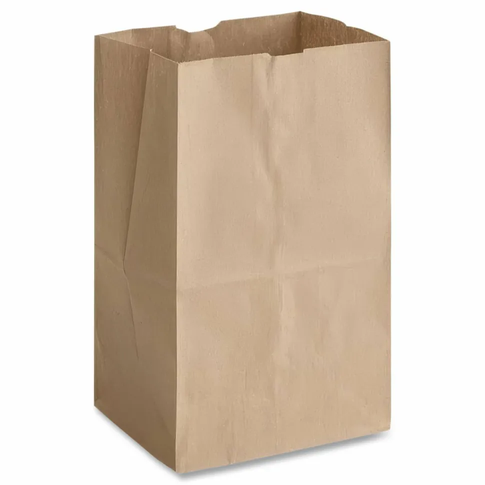 Ross & Wallace Paper Products Grocery Paper Bags, 20# Squat Size, Heavy-Duty, 50# Basis Weight, 8.13" x 5.88" x 12.5", Kraft, 500/Bundle
