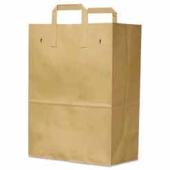 Ross & Wallace Paper Products Grocery Paper Bags, 1/6 BBL Size, 70# Basis Weight, Flat Handles, 11" x 7" x 16.25", Kraft, 300/Bundle