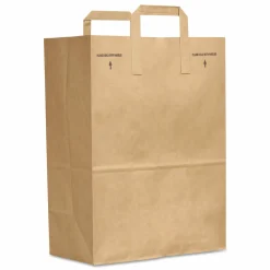 Ross & Wallace Paper Products Grocery Paper Bags, 1/6 BBL Size, 70# Basis Weight, Flat Handles, 11