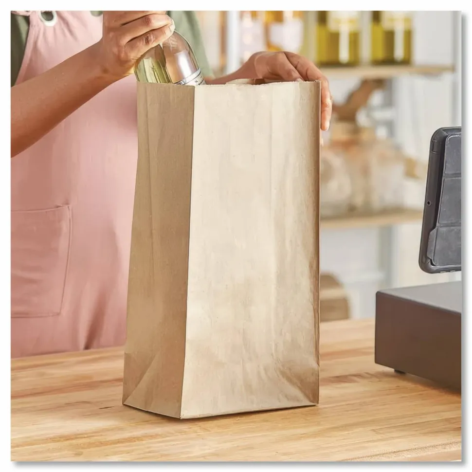 Ross & Wallace Paper Products Grocery Paper Bags, 16# Size, Heavy-Duty, 50# Basis Weight, 7.75" x 4.75" x 16", Kraft, 500/Bundle