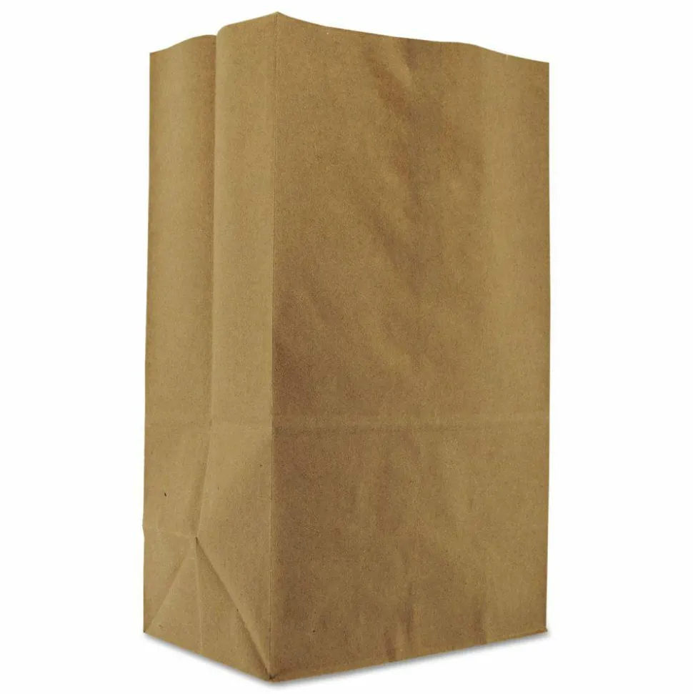 Ross & Wallace Paper Products Grocery Paper Bags, 1/8 BBL Squat Size, Heavy-Duty, 57# Basis Weight, 10.5" x 6.25" x 13.88", Kraft, 500/Bundle