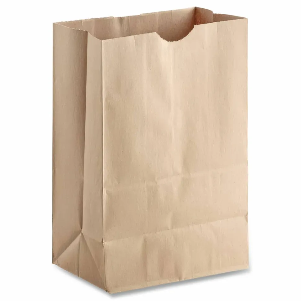 Ross & Wallace Paper Products Grocery Paper Bags, 1/8 BBL Squat Size, Heavy-Duty, 57# Basis Weight, 10.5" x 6.25" x 13.88", Kraft, 500/Bundle