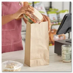 Ross & Wallace Paper Products Grocery Paper Bags, 20# Size, Extra-Heavy-Duty, 60# Basis Weight, 8.25" x 5.25" x 16.13", Kraft, 500/Bundle