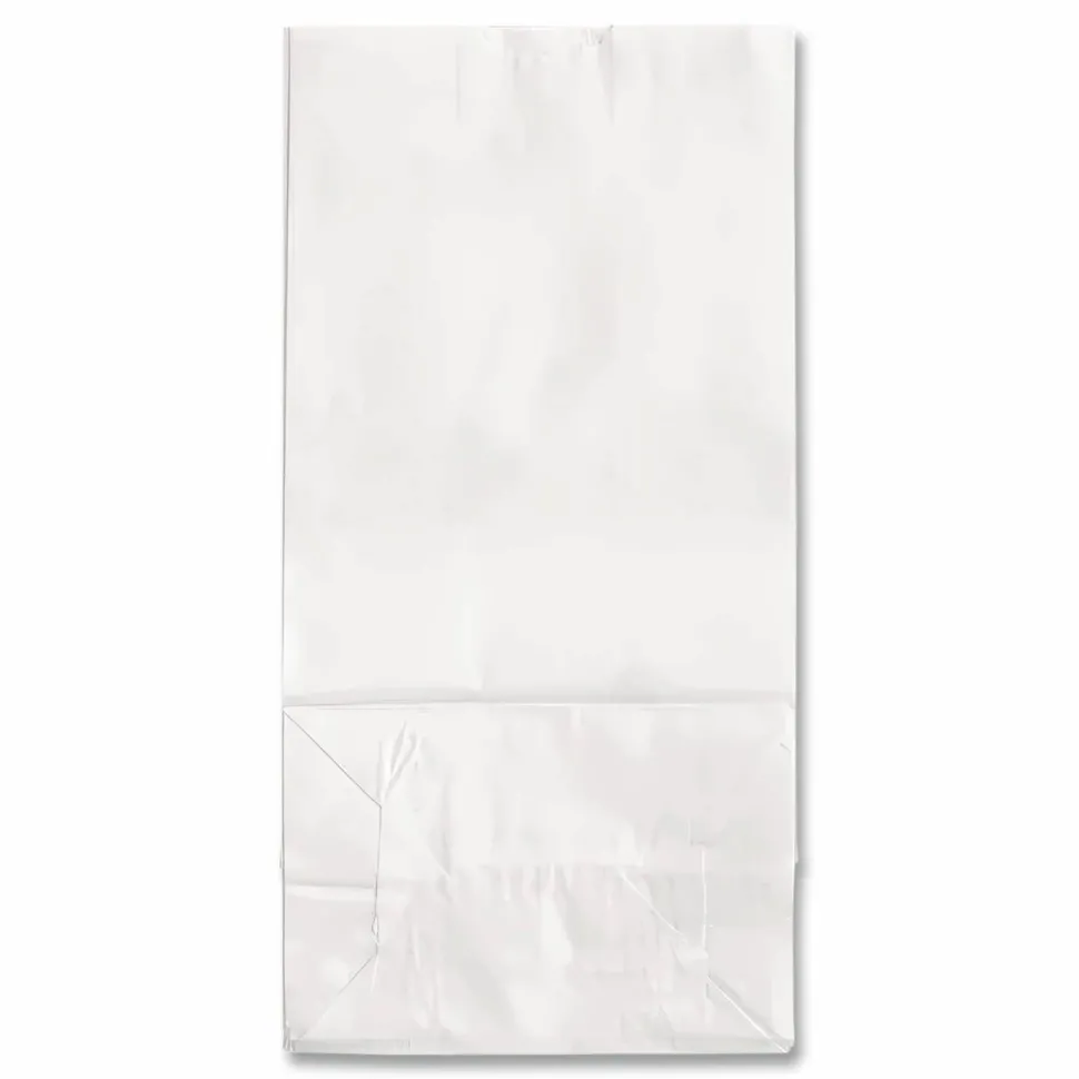 Ross & Wallace Paper Products Grocery Paper Bags, 4# Size, 30# Basis Weight, 5" x 3.13" x 9.88", White, 500/Bundle