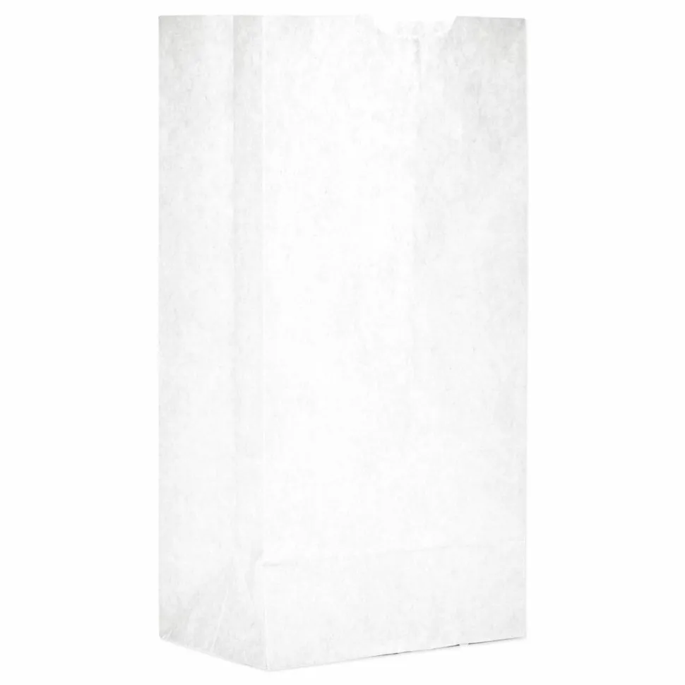 Ross & Wallace Paper Products Grocery Paper Bags, 4# Size, 30# Basis Weight, 5" x 3.13" x 9.88", White, 500/Bundle
