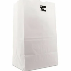 Ross & Wallace Paper Products Grocery Paper Bags, 20# Squat Size, 40# Basis Weight, 8.13" x 5.88" x 12.5", White, 500/Bundle