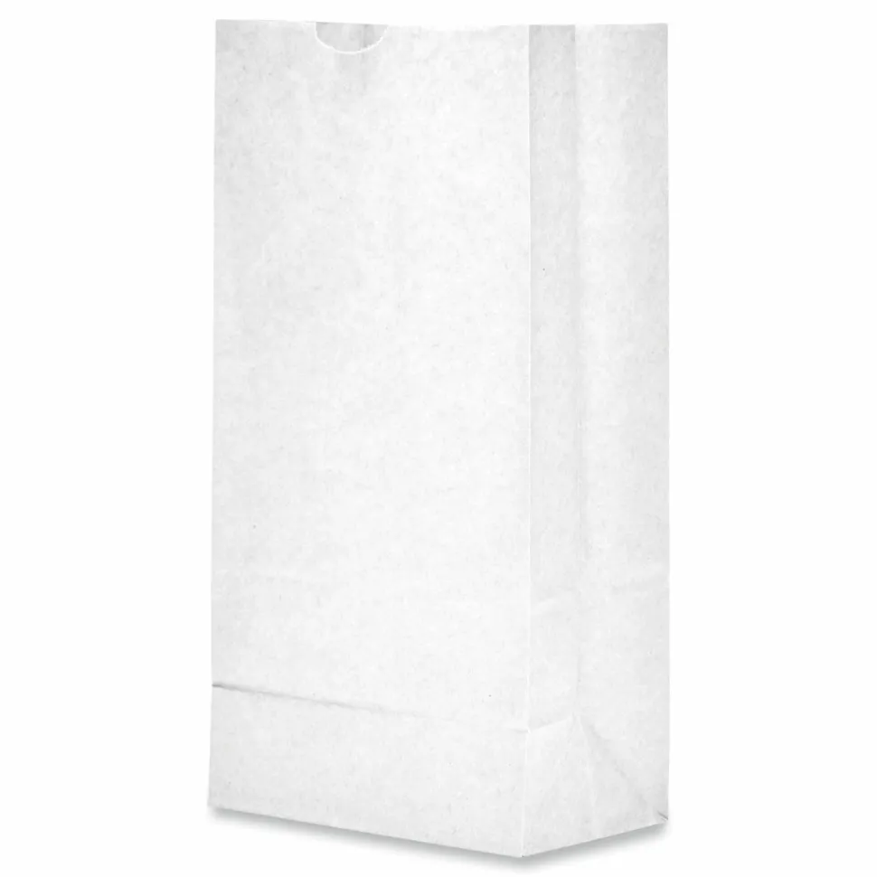 Ross & Wallace Paper Products Grocery Paper Bags, 8# Size, 35# Basis Weight, 6" x 3.88" x 12.5", White, 500/Bundle