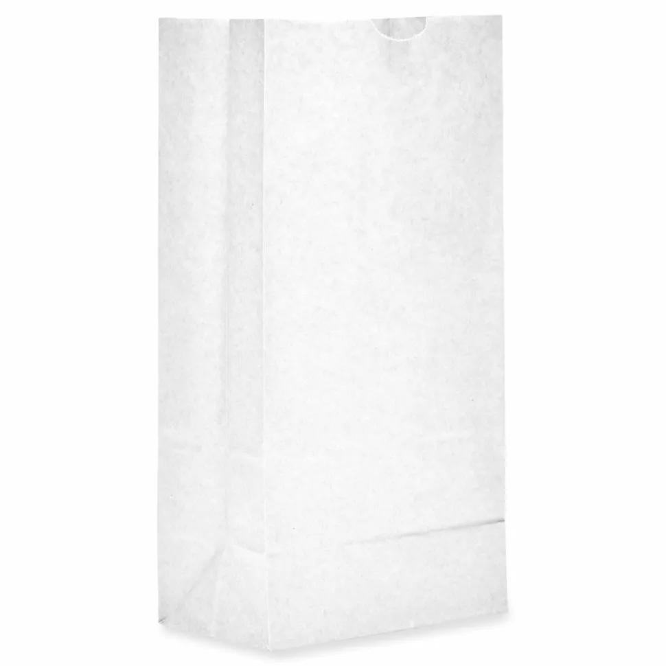 Ross & Wallace Paper Products Grocery Paper Bags, 8# Size, 35# Basis Weight, 6" x 3.88" x 12.5", White, 500/Bundle