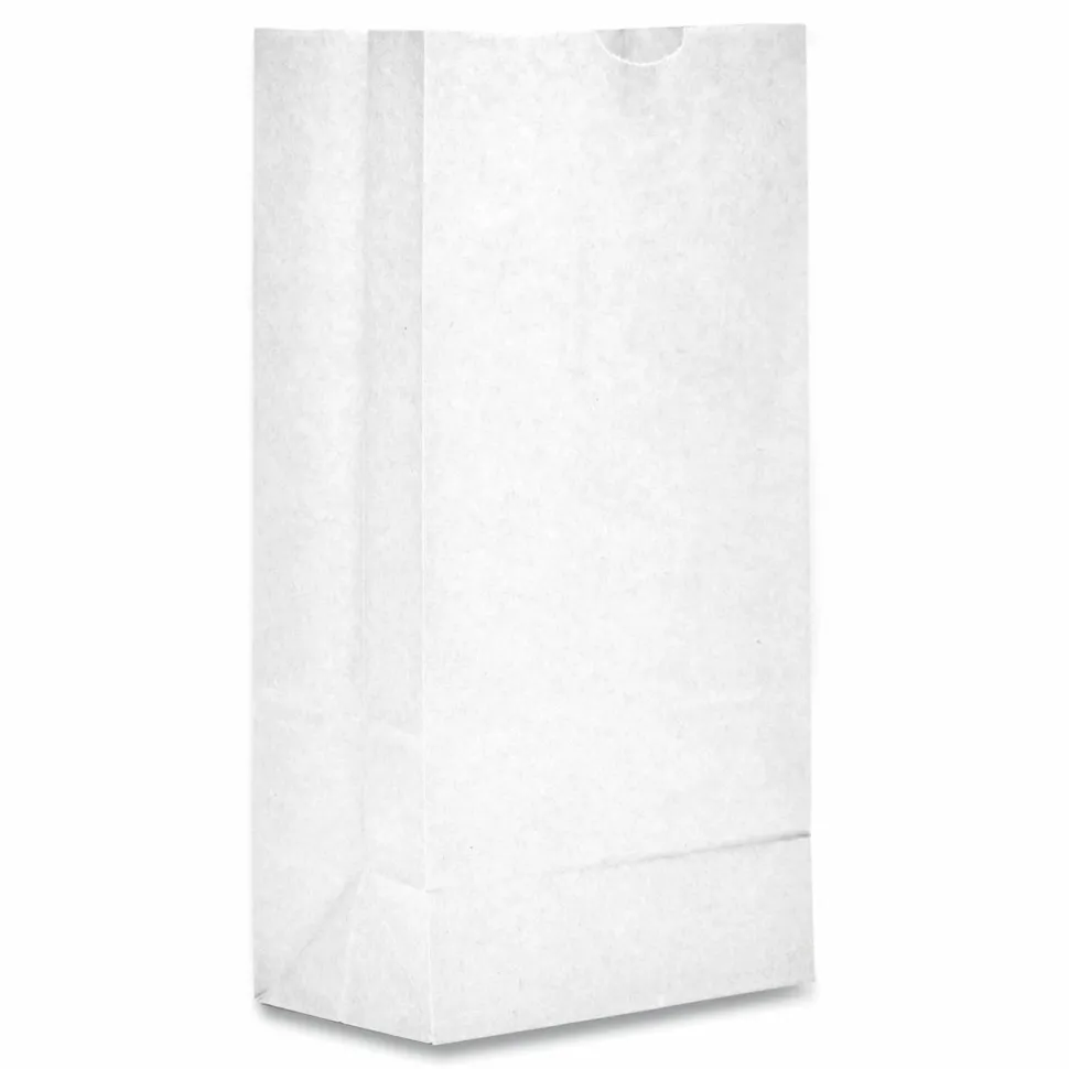 Ross & Wallace Paper Products Grocery Paper Bags, 8# Size, 35# Basis Weight, 6" x 3.88" x 12.5", White, 500/Bundle