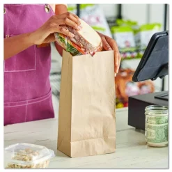 Ross & Wallace Paper Products Grocery Paper Bags, 5# Size, 35# Basis Weight, 5.25" x 3.38" x 10.94", Kraft, 500/Bundle
