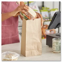 Ross & Wallace Paper Products Grocery Paper Bags, 20# Size, Heavy-Duty, 50# Basis Weight, 8.25" x 5.25" x 16.13", Kraft, 500/Bundle
